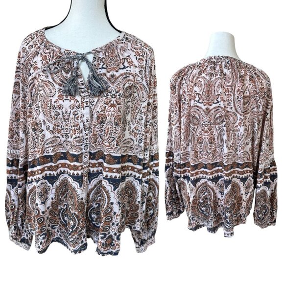BUNDLE OF 3 VINTAGE LUCKY BRAND‎ Y2K BOHO BLOUSE TOPS X LARGE/1X - Picture 2 of 5